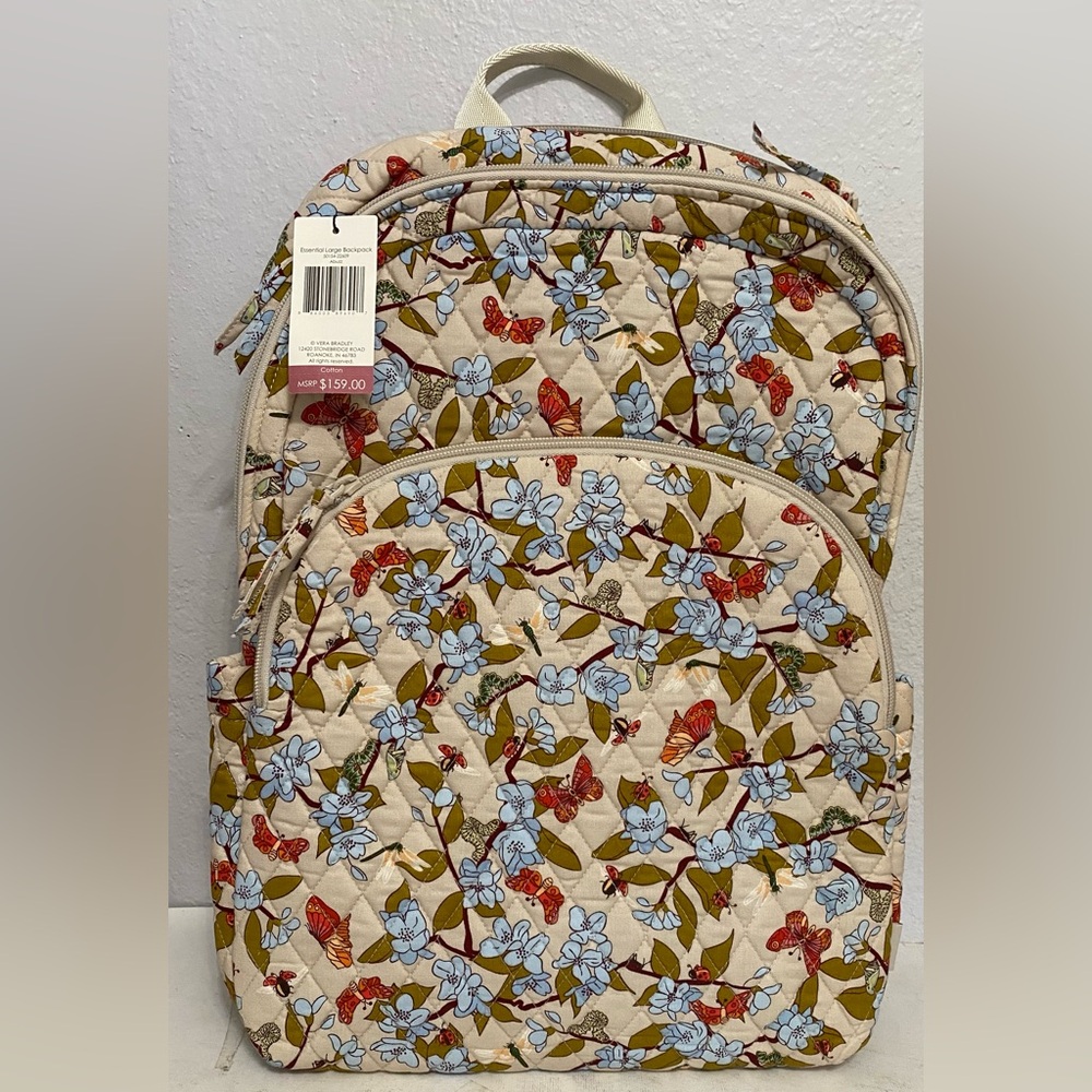 Vera Bradley Large Essential Backpack Laptop NWT  In  Abuzz Cotton